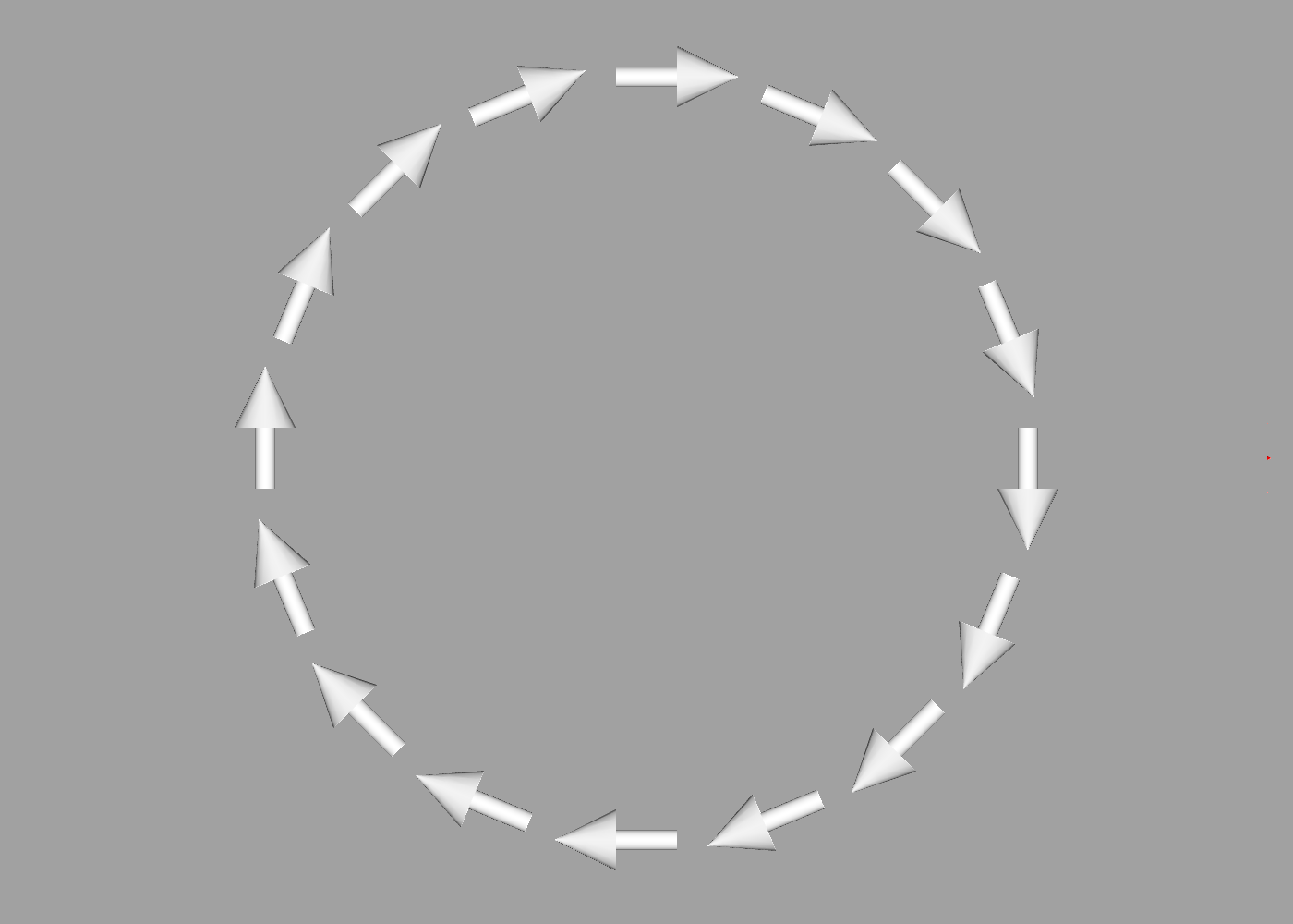 Arrows pointing along the tangent of a circle